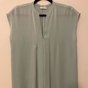 Vince Sleeveless V-Neck Top Silk